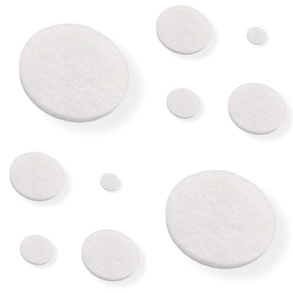 56pcs Felt Pads Round Self Adhesive - White - Assorted Sizes | Made in Germany | Keay Vital Parts