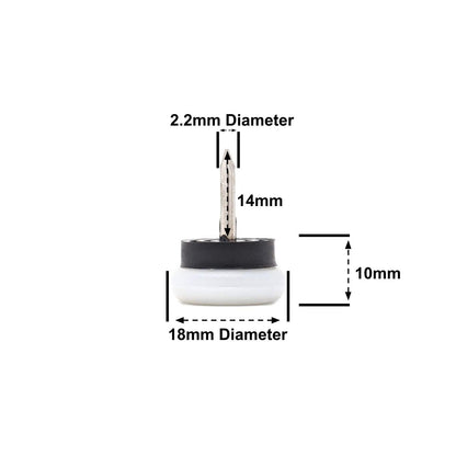 Nail-On Furniture Glides 18mm White Nylon Base - Made in Germany