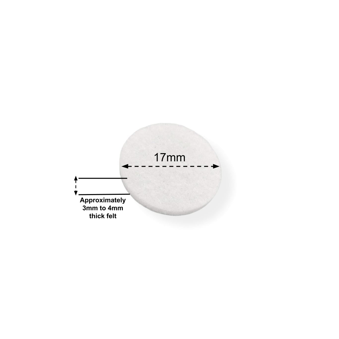 Felt Pads - White Self Adhesive Stick on Felt - Round 17mm Diameter - Made in Germany - Keay Vital Parts